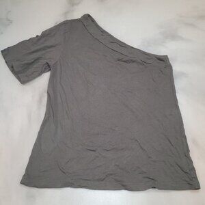 LA Made Gray Short Sleeve One Shoulder Top Womens Size Small